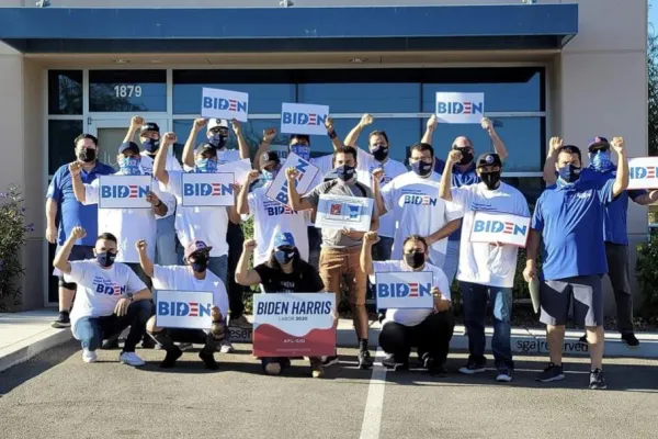 IUBAC Executive Vice President, Carlos Aquin and Western Regional Representative, Ray Keen taking action for Biden-Harris campaign 